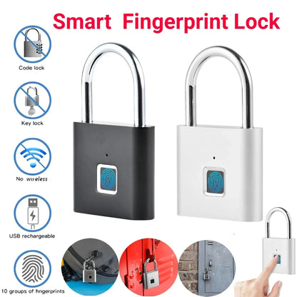 Smart Fingerprint Padlock - Waterproof Biometric Fingerprint Keyless Lock USB Rechargeable 