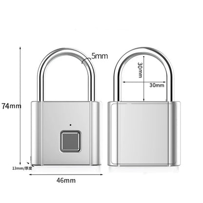 Smart Fingerprint Padlock - Waterproof Biometric Fingerprint Keyless Lock USB Rechargeable 