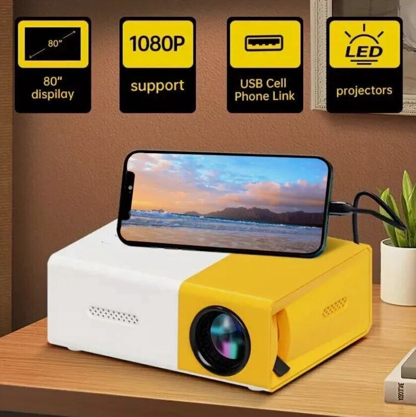 AU Mini Projector - Portable HDMI USB LED HD 1080P Home Cinema Device